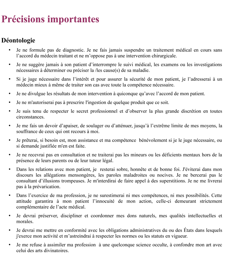 precisions importantes